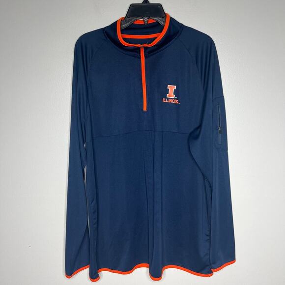 University of Illinois Men's Pullover 1/4 Zip Long Sleeve 2XL Illini Tailgate - Picture 1 of 7